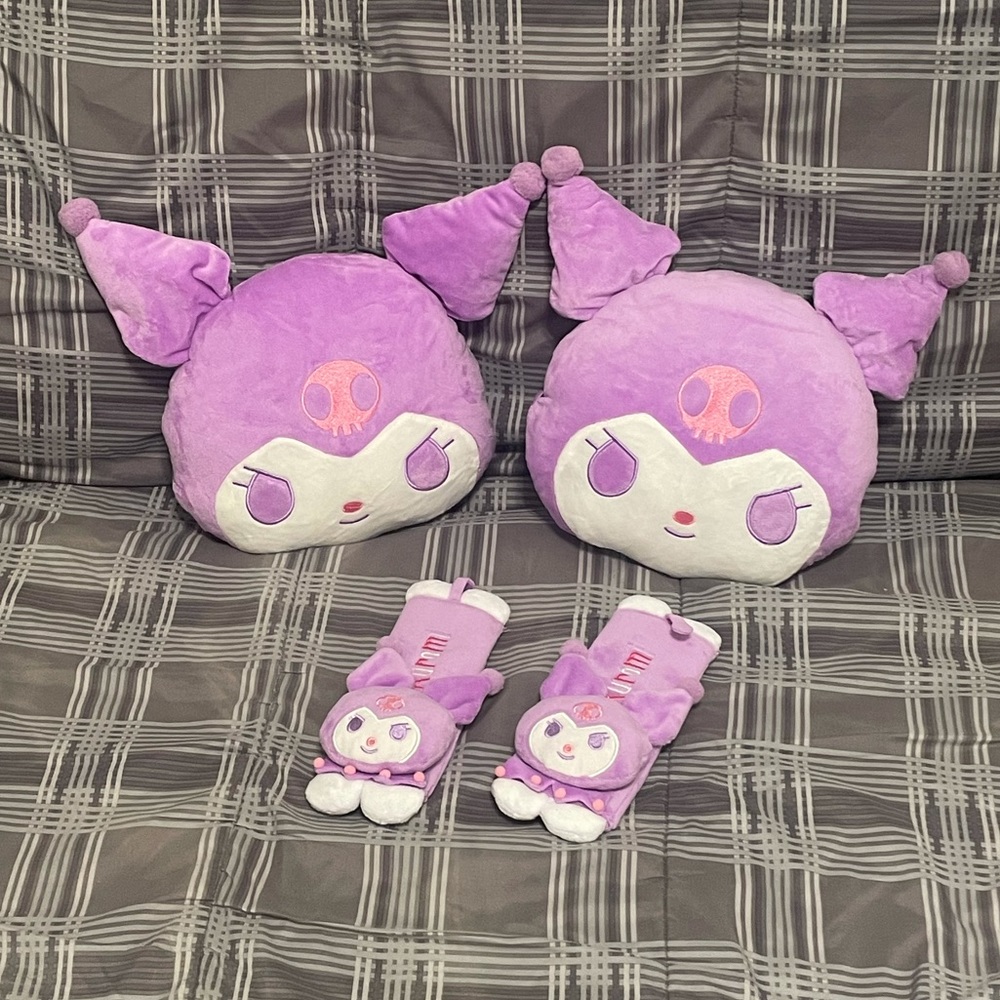 Kuromi Car Headrest Pillows & Seatbelt Covers